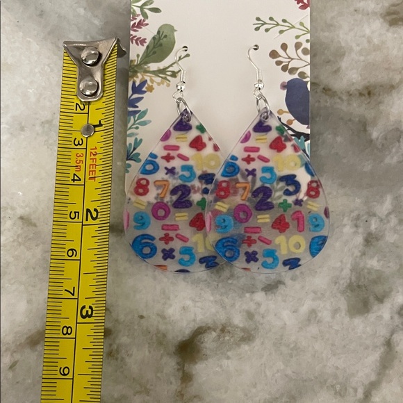 Colorful Math Symbol Earrings - Picture 3 of 3